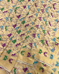 Cream georgette Bandhani Saree