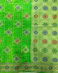 Green Dupion Bandhani Saree