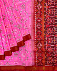 Red & Pink Navratan Elephant Designer Patola Saree