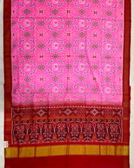 Red & Pink Navratan Elephant Designer Patola Saree