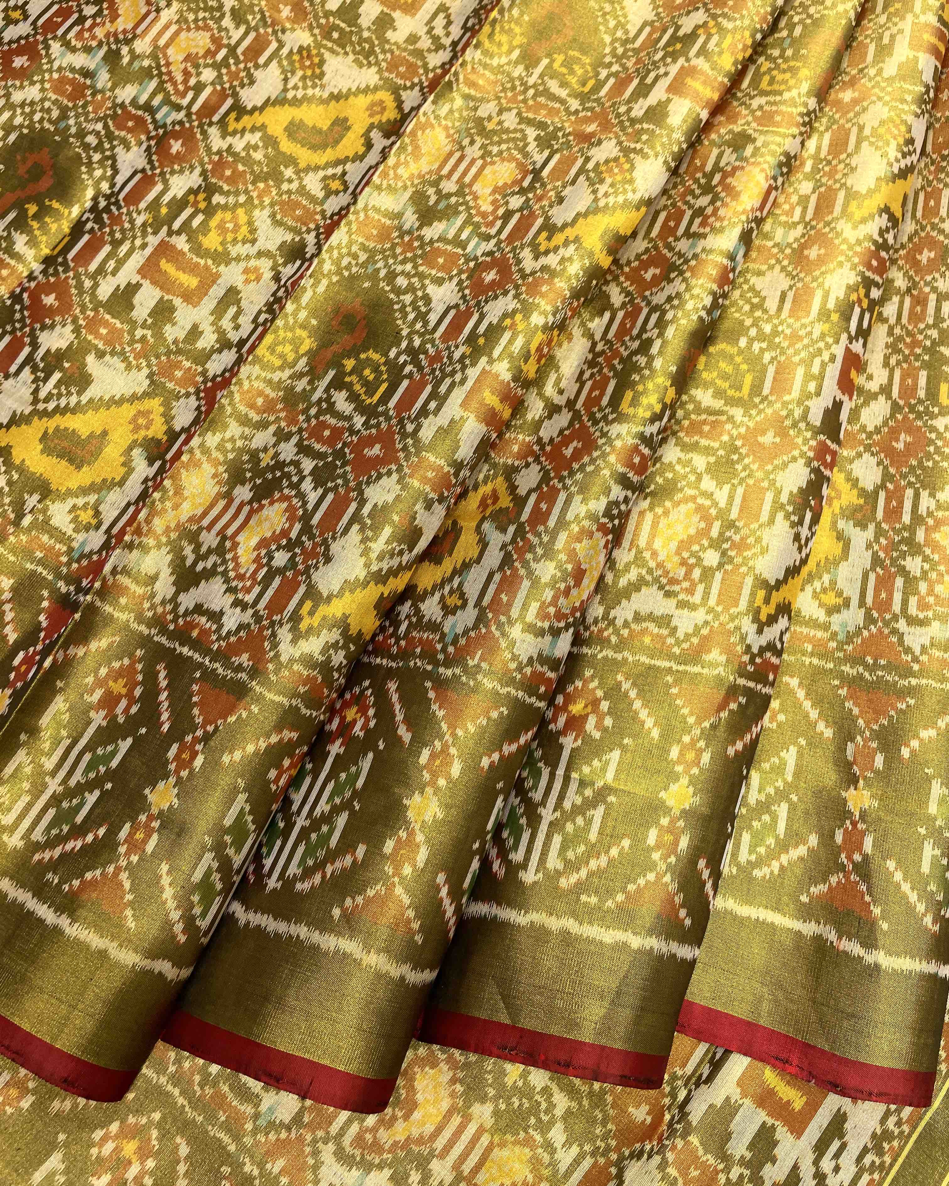 Golden & White Narikunj Tissue Designer Patola Saree