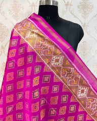 Pink Small Panchanda Designer Patola Dupatta