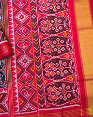 Reddish Pink & Dark Blue Narikunj Designer Patola Saree