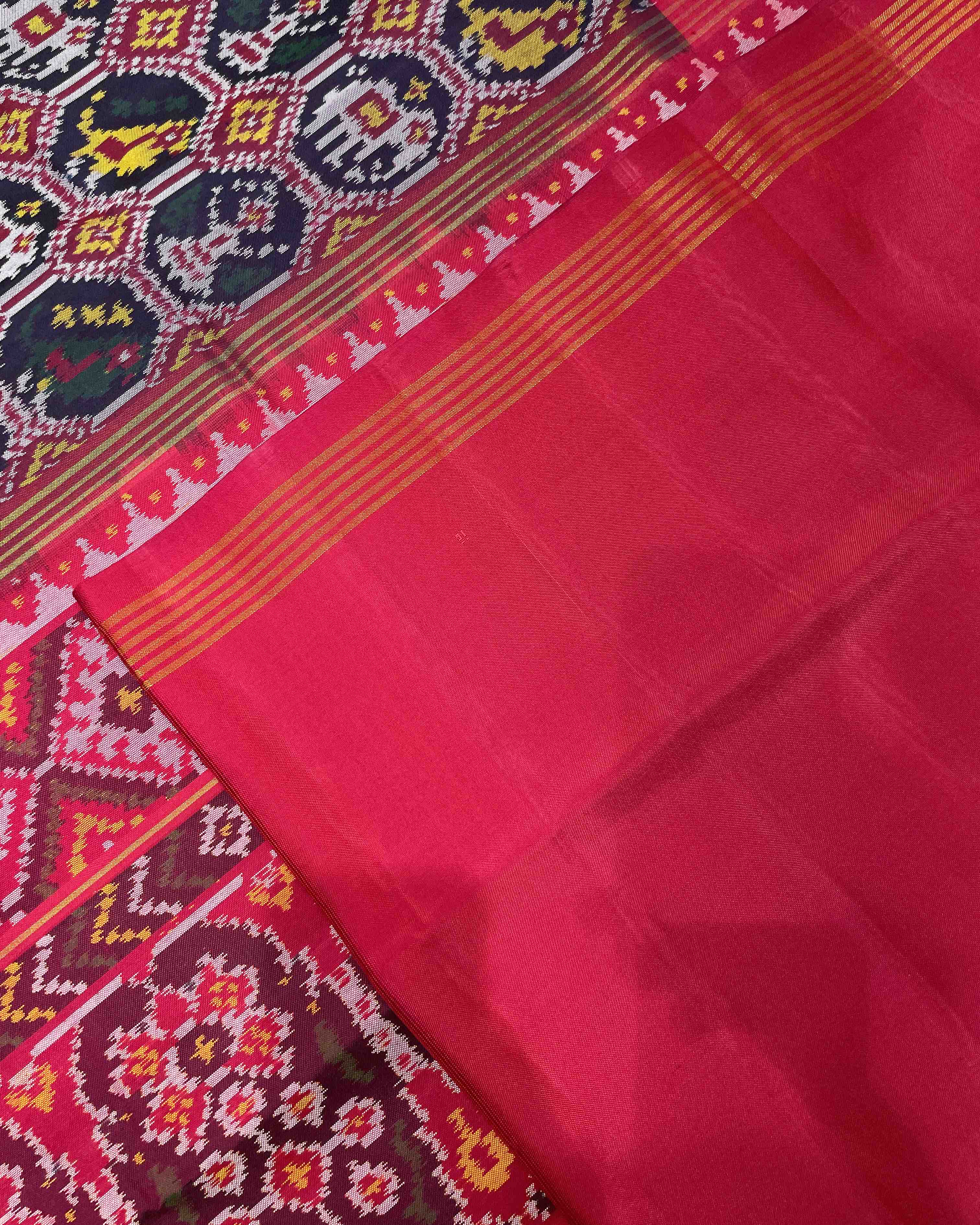 Reddish Pink & Dark Blue Narikunj Designer Patola Saree
