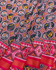 Reddish Pink & Dark Blue Narikunj Designer Patola Saree