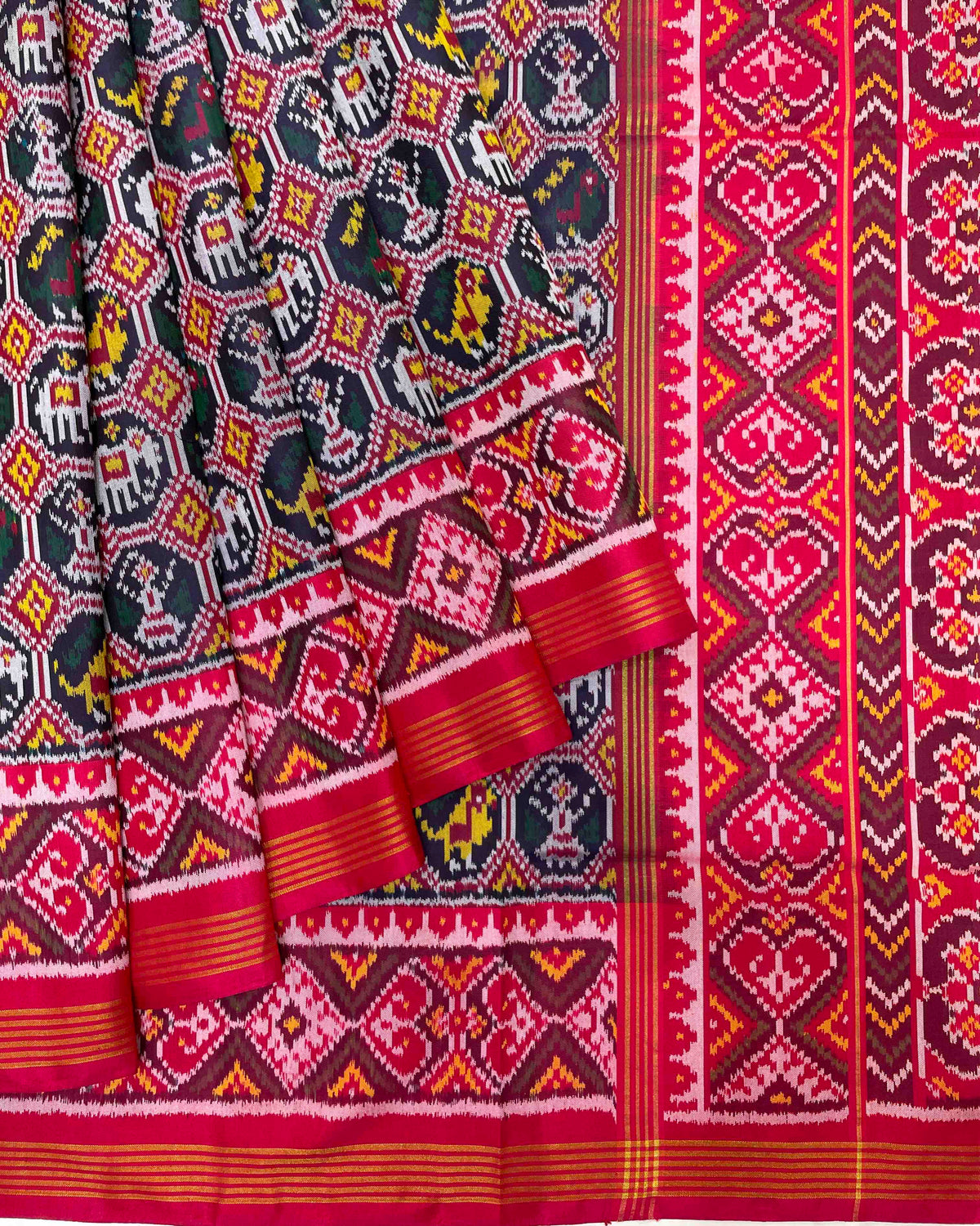 Reddish Pink & Dark Blue Narikunj Designer Patola Saree