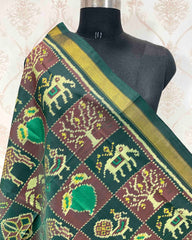 Dark Green & Maroon Narikunj Designer Patola Dupatta
