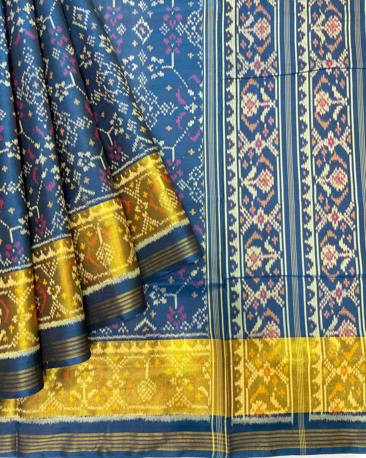 Navy Blue Navratan Designer Patola Saree