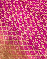 Peach & Pink Shaded georgette  Bandhani Saree