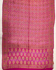 Pink to Yellow Omrey Banarasi Meenakari Bandhani