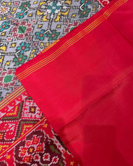 Red & Grey Navratan Designer Patola Saree
