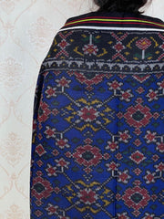 Black & Blue Patola woolen shawl - SindhoiPatolaArt