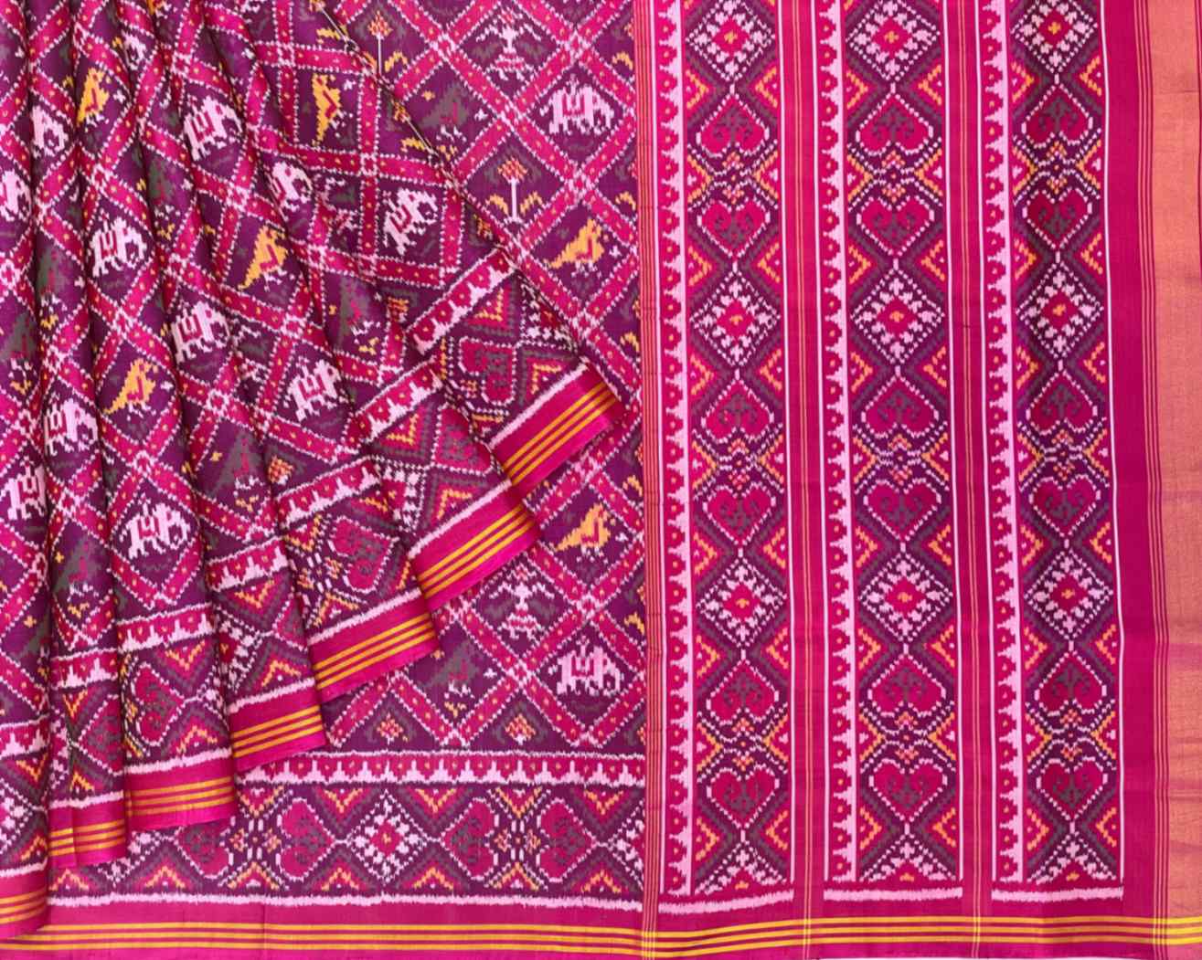 Pink Narikunj Traditional Patola - SindhoiPatolaArt