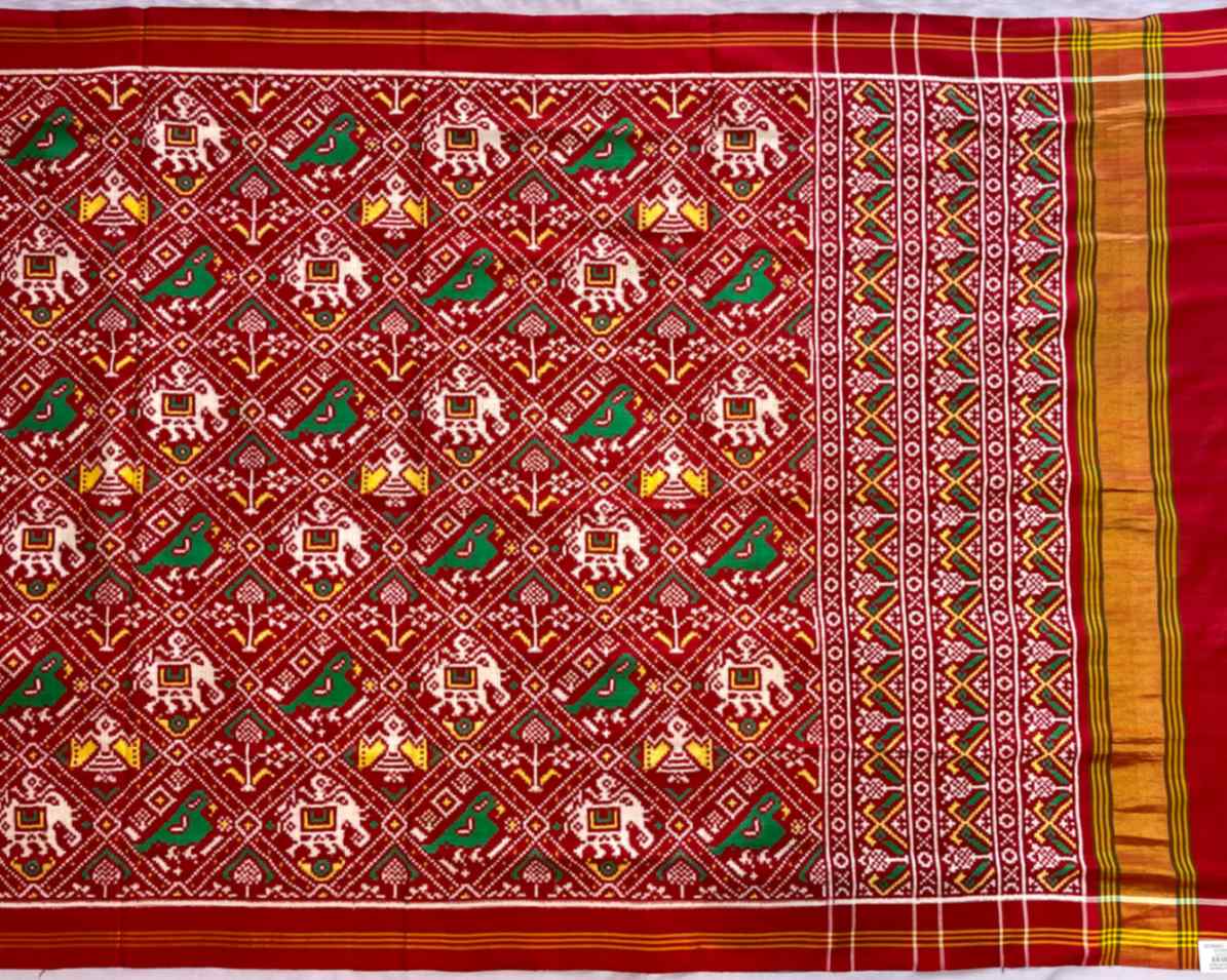 Red Narikunj Traditional Patola - SindhoiPatolaArt