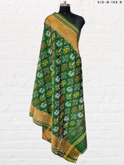 Traditional Hathipopat design in Green colour - SindhoiPatolaArt