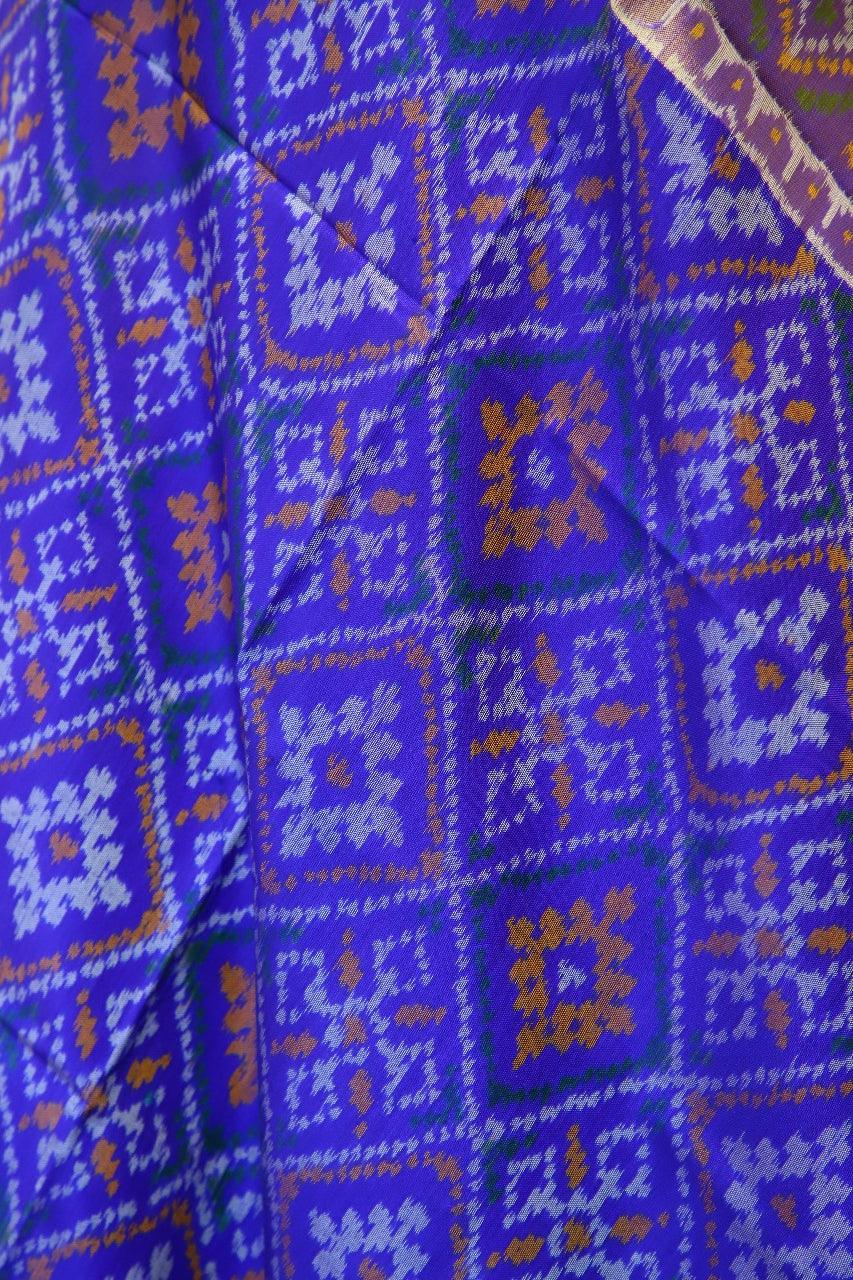 Traditional Panchanda design in Blue colour Dupatta - SindhoiPatolaArt