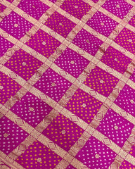 Banarasi Georgette zari chex Bandhani Saree - SindhoiPatolaArt