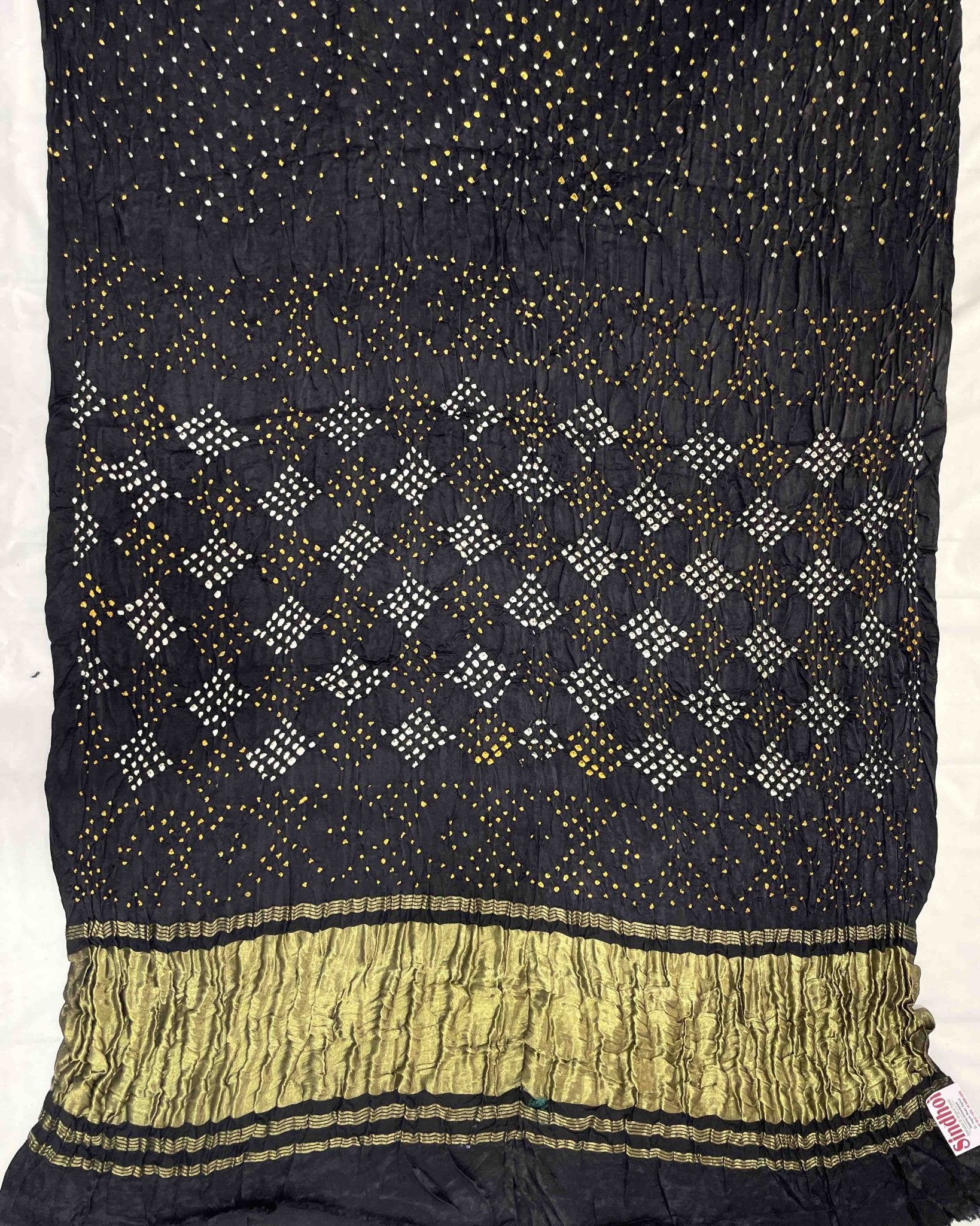 Black Bandhani Saree - SindhoiPatolaArt