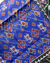 Black & Blue Narikunj Flower Patola Shawl - SindhoiPatolaArt