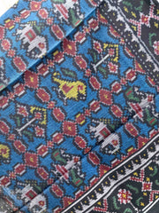 Black & Blue Narikunj Patola Shawl - SindhoiPatolaArt