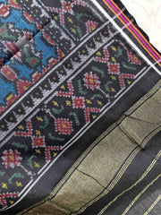 Black & Blue Narikunj Patola Shawl - SindhoiPatolaArt