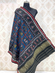 Black & Blue Narikunj Patola Shawl - SindhoiPatolaArt