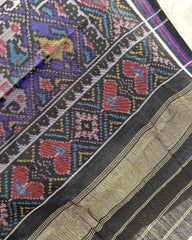 Black & Blue Narikunj Patola Shawl - SindhoiPatolaArt
