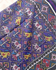 Black & Blue Narikunj Patola Shawl - SindhoiPatolaArt