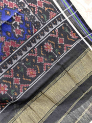 Black & Blue Navratan Patola Shawl - SindhoiPatolaArt
