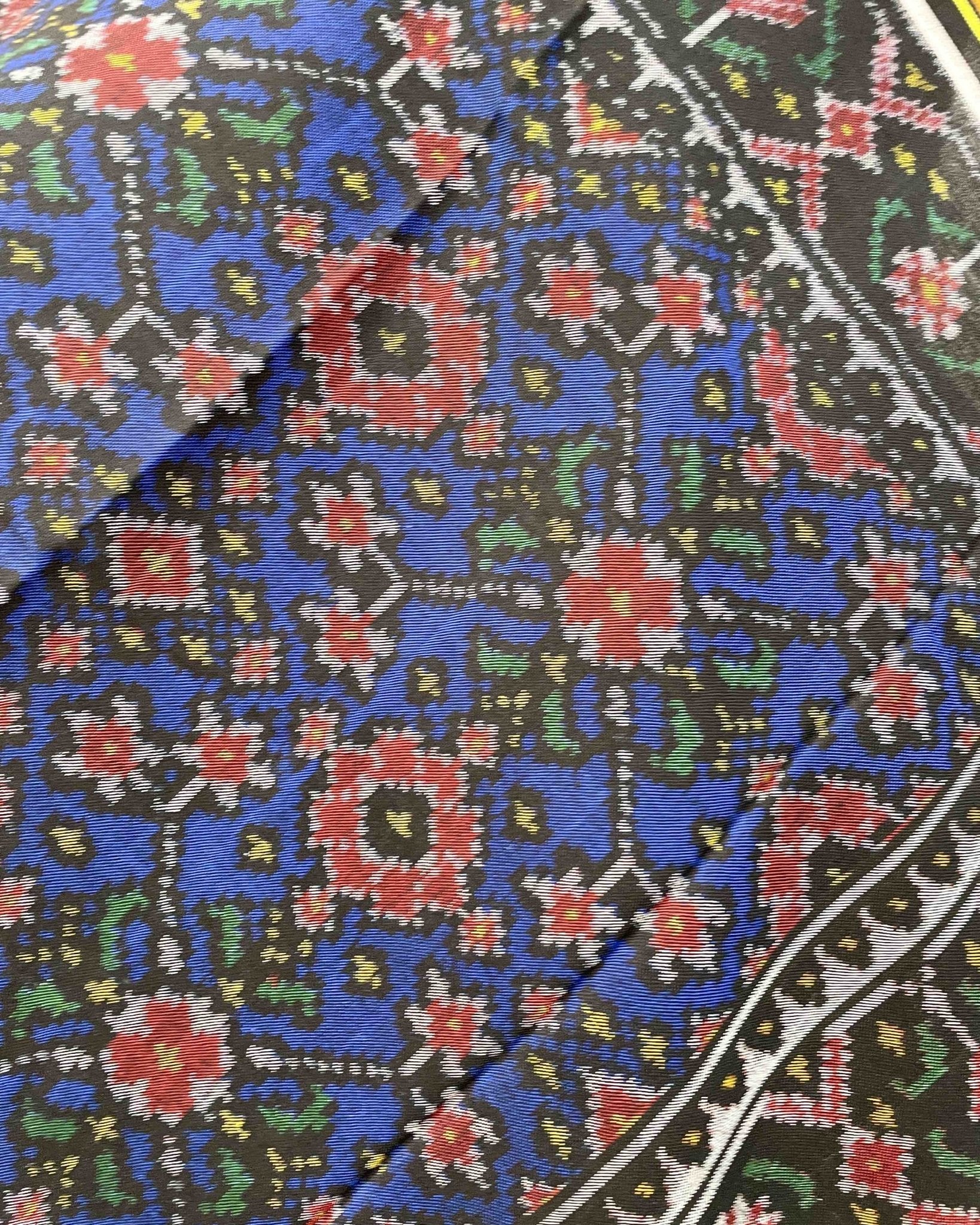 Black & Blue Navratan Patola Shawl - SindhoiPatolaArt