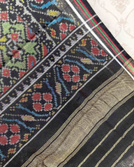 Black & Green Navratan Patola Shawl - SindhoiPatolaArt