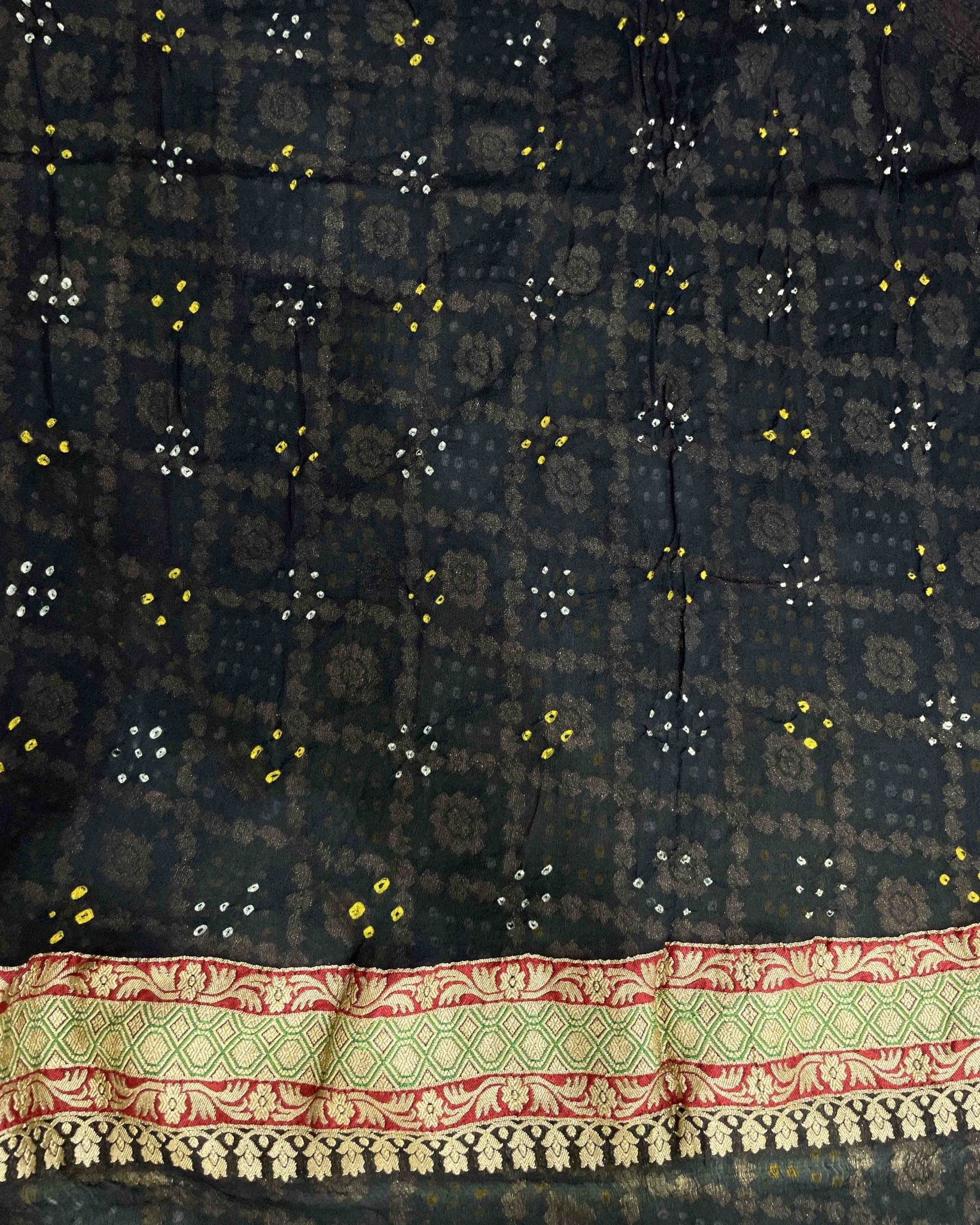 Black & Grey banarasi Georgette Bandhani Saree - SindhoiPatolaArt