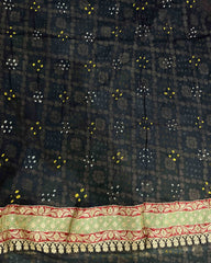 Black & Grey banarasi Georgette Bandhani Saree - SindhoiPatolaArt
