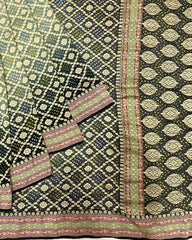 Black & Grey banarasi Georgette Bandhani Saree - SindhoiPatolaArt