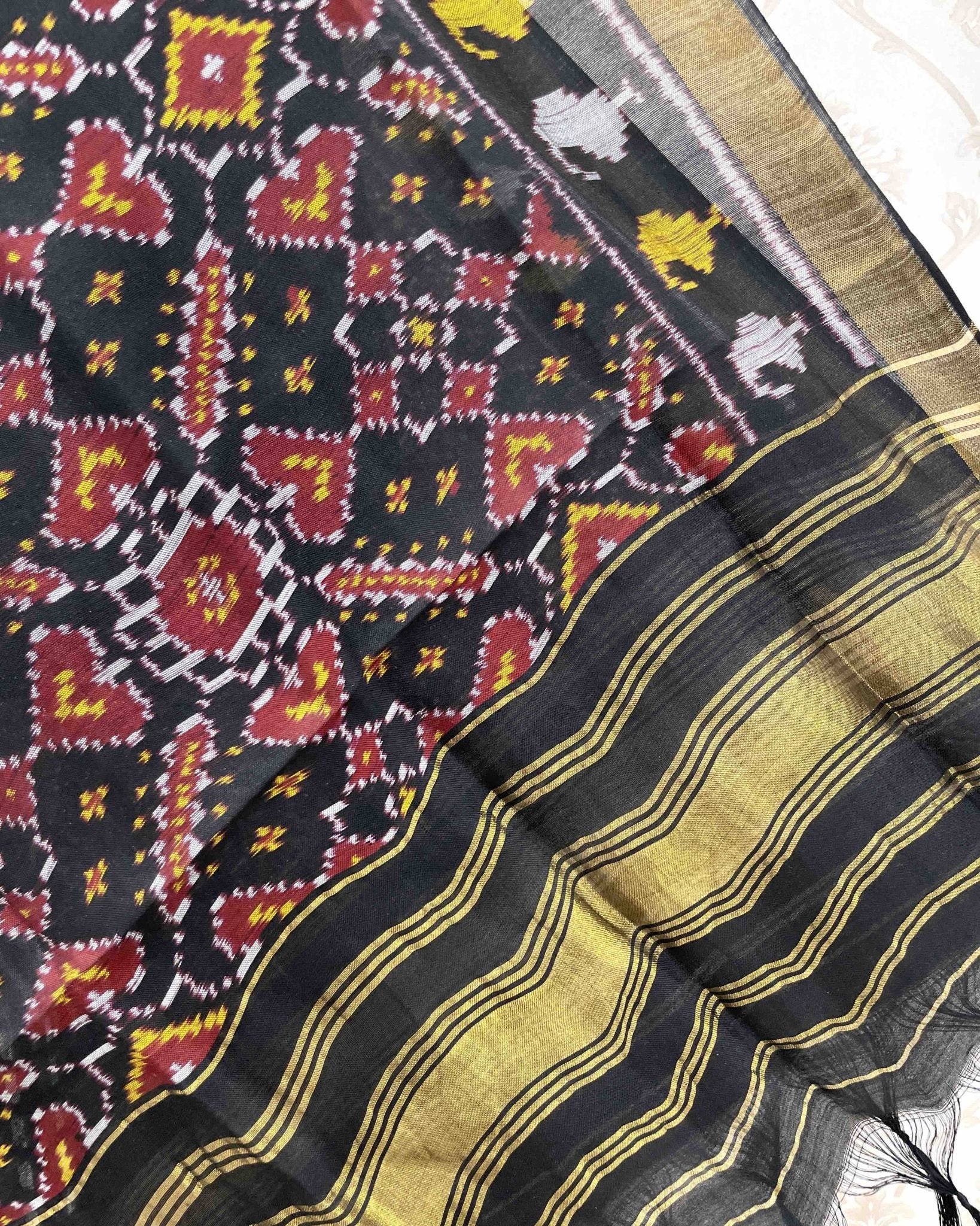 Black Manekchowk Designer Patola Dupatta - SindhoiPatolaArt
