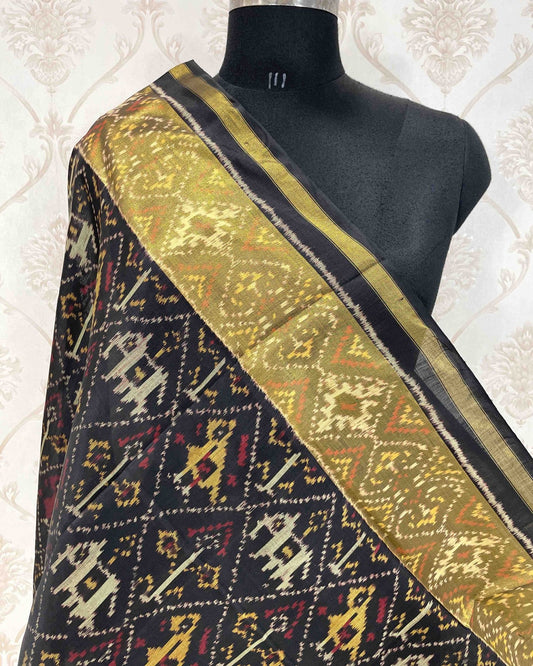 Black Narikunj Designer Patola Dupatta - SindhoiPatolaArt