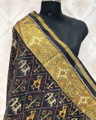 Black Narikunj Designer Patola Dupatta - SindhoiPatolaArt