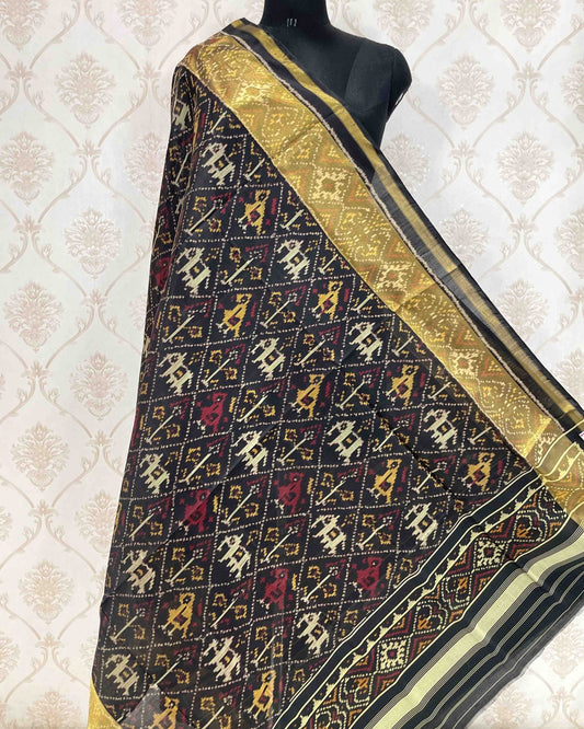 Black Narikunj Designer Patola Dupatta - SindhoiPatolaArt