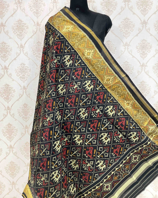 Black Narikunj Designer Patola Dupatta - SindhoiPatolaArt