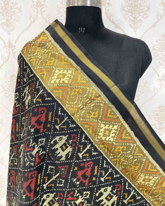 Black Narikunj Designer Patola Dupatta - SindhoiPatolaArt