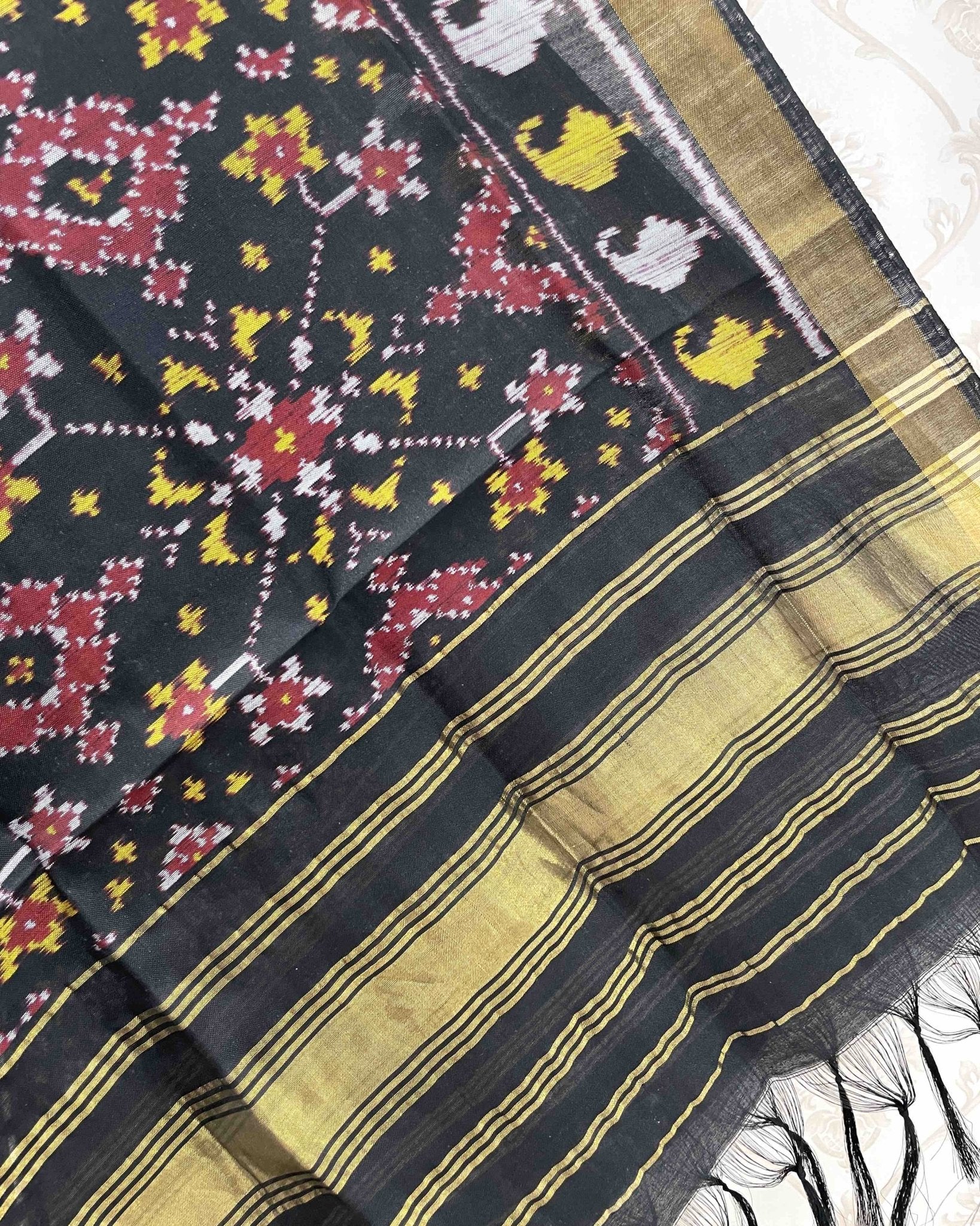 Black Navratan Designer Patola Dupatta - SindhoiPatolaArt