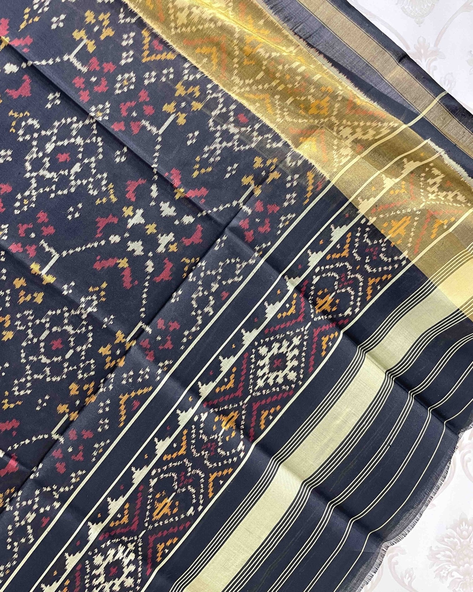Black Navratan Designer Patola Dupatta - SindhoiPatolaArt