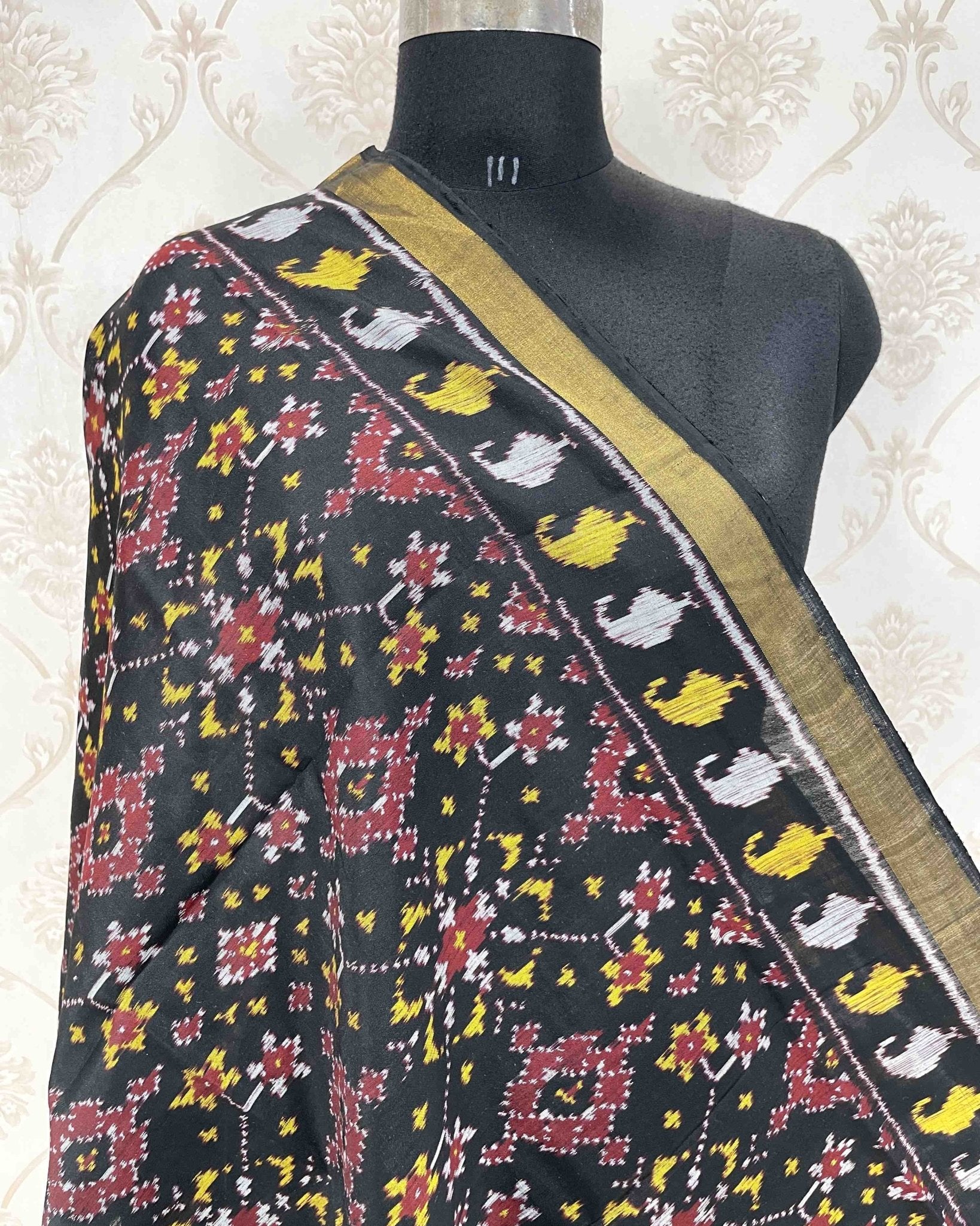 Black Navratan Designer Patola Dupatta - SindhoiPatolaArt