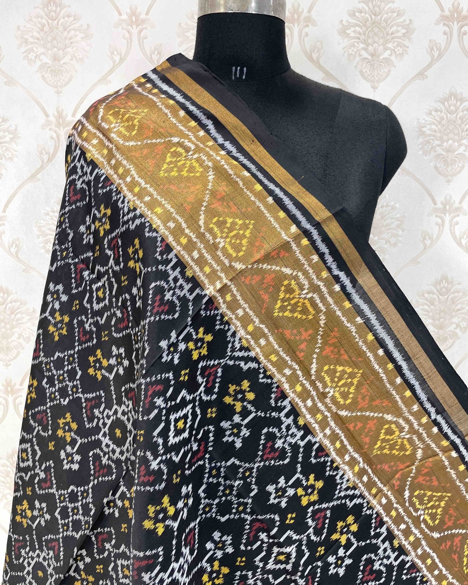 Black Navratan Designer Patola Dupatta - SindhoiPatolaArt