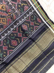 Black & Orange Manekchowk Patola Shawl - SindhoiPatolaArt