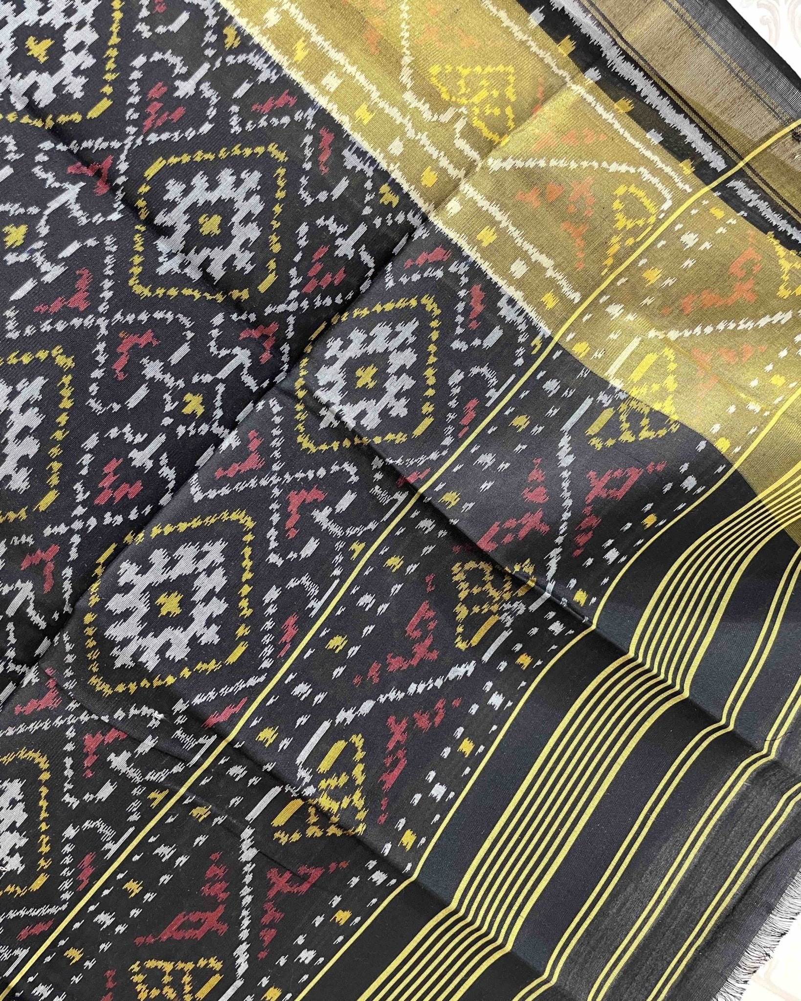 Black Panchanda Designer Patola Dupatta - SindhoiPatolaArt