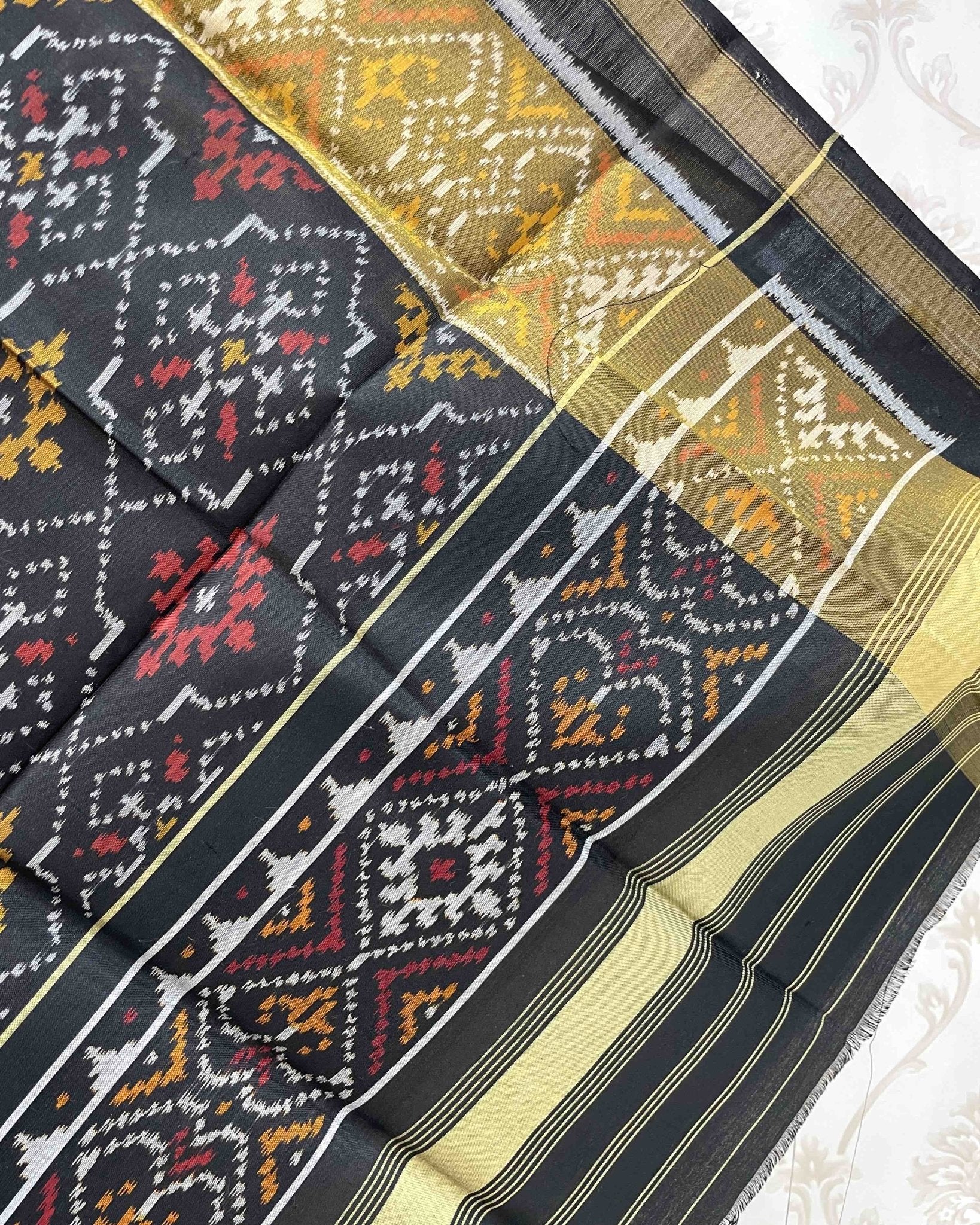 Black Panchanda Designer Patola Dupatta - SindhoiPatolaArt