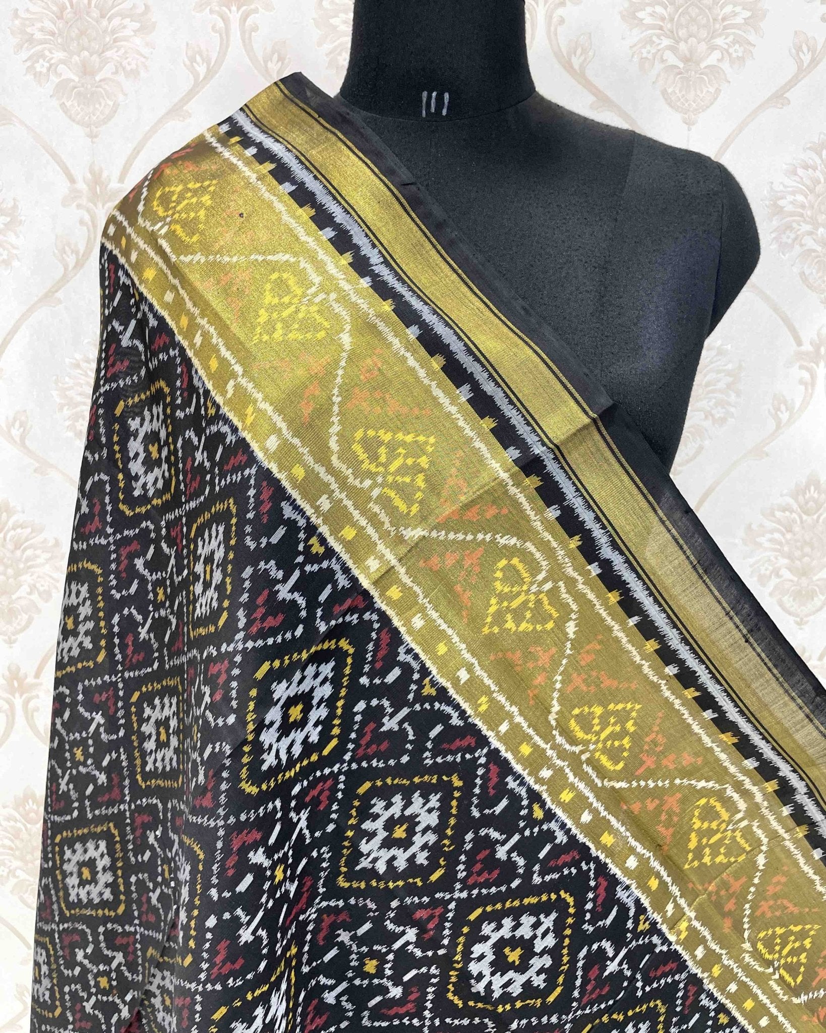 Black Panchanda Designer Patola Dupatta - SindhoiPatolaArt