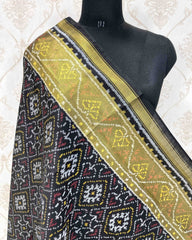 Black Panchanda Designer Patola Dupatta - SindhoiPatolaArt