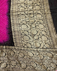 Black & Pink Kanjivaram Bandhani Saree - SindhoiPatolaArt